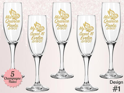 Personalized Vinyl Stemless Rose Champagne Flute