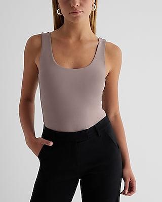 Bodycon High Compression Scoop Neck Bodysuit Gray Women's M