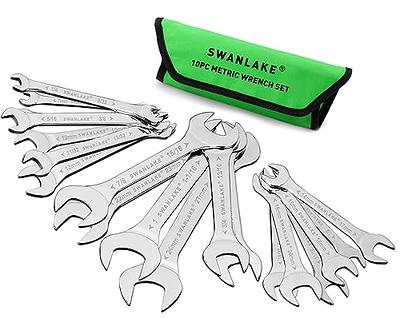 SWANLAKE 19Pcs Super-Thin Open End Wrench Set with Rolling Pouch, CR-V  Steel SAE & Metric, 1/4 to 1-1/16 and 5.5mm to 27mm Slim Spanner Wrench  Set(19pcs METRIC &SAE) - Yahoo Shopping