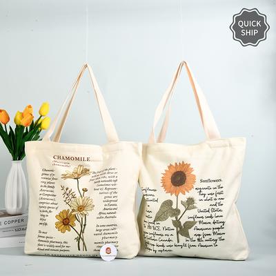 NaRaYa Large Tote Bag Yellow With Flowers ~ Perfect For Travel! Folds Flat!