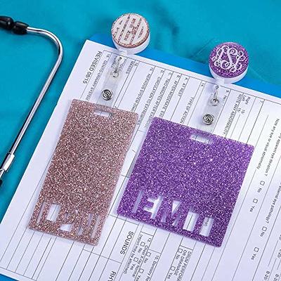 ANDGING Scrub Life Nurse Badge Reel Glitter Purple Badge Reels