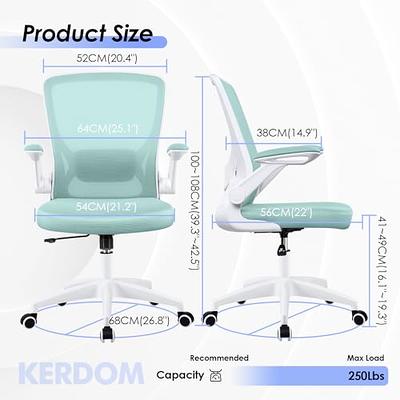 KERDOM Ergonomic Office Chair, Breathable Mesh Desk Chair with Headrest and Flip-Up Arms for Office,Gaming,Computer Lumbar Support Swivel Task Chair