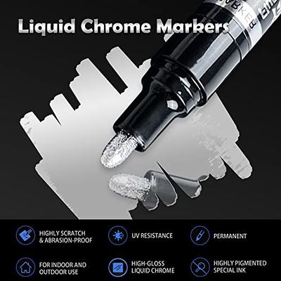 3Pcs Silver Liquid Mirror Chrome Markers, Permanent Reflective Liquid Chrome  Paint Pens Set, High Gloss Art Car DIY Model Repair Markers Set for Plastic  Metal Glass Ceramic - 0.7mm,1mm & 3mm 
