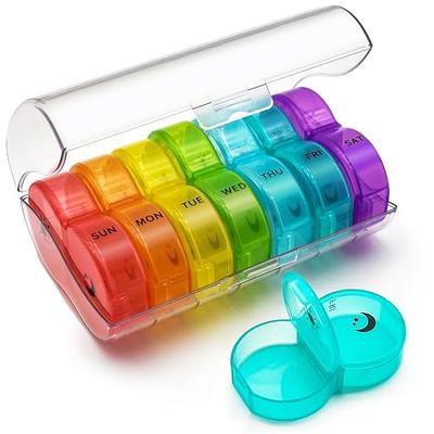 Weekly Pill Organizer 2 Times a Day, KOVIUU Large Travel Pill Box 7 Day, Am  Pm Twice Daily Pill Case with Rotatable Handle, Pill Holder Container for  Vitamin, Medicine, Supplement, Fish Oil