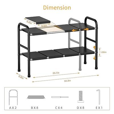 Under Sink Cabinet Shelf Organizer, Expandable Metal Under Sink Rack  Storage with 8 Removable Panels for Kitchen Bathroom, 2 Tiers, Black