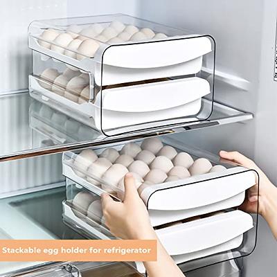 vacane Plastic Egg Holder for Refrigerator,Stackable Egg Holder Clear Tray  with Lid,BPA-Free Egg