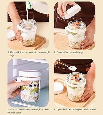 SMARCH Overnight Oats Jars with Lid and Spoon Set of 2, 16 oz Large  Capacity Airtight Oatmeal Container with Measurement Marks, Mason Jars with  Lid