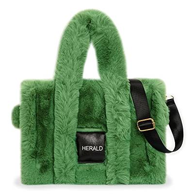 amazon.com Amazon.com: Herald Large Tote Bags For Women Soft Winter Fluffy  Fuzzy Furry Plush Top Handle Purse and Handbag With Shoulder Strap (Green)  : Clothing, Shoes & Jewelry | ShopLook