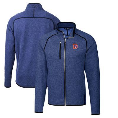 Women's Cutter & Buck Navy Denver Broncos Helmet Logo Mainsail Sweater-Knit Full-Zip Vest