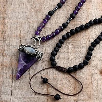 Square Pendant Crystal Necklace | Natural Amethyst Pendant Men - Natural  Gemstone - Aliexpress