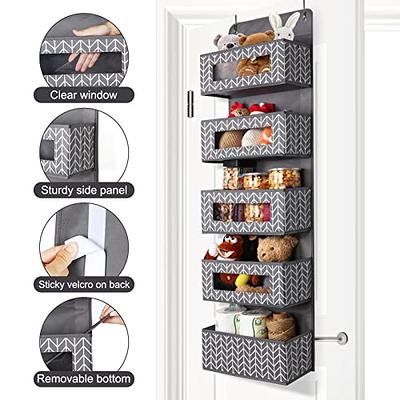 Fixwal 2 Pack Over The Door Hanging Pantry Organizer 5-Shelf Behind The  Door Storage Organizer with Clear Plastic Pockets Large Capacity for Closet
