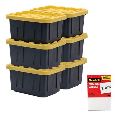 Project Source Commander Medium 12-Gallons (48-Quart) Black/Yellow Heavy  Duty Tote with Hinged Lid in the Plastic Storage Containers department at