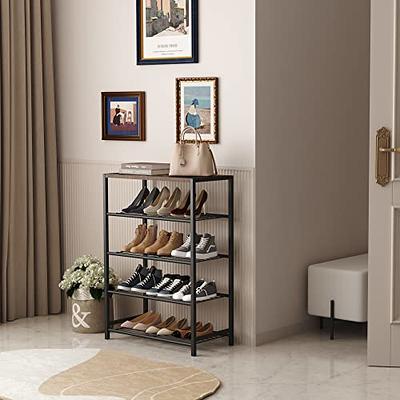 4-Tier Shoe Rack, Metal Shoe Storage Organizer, Stackable 16 Pairs