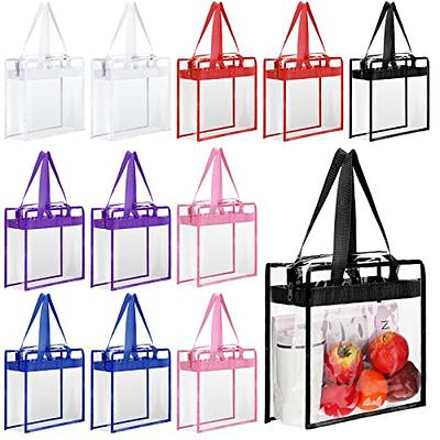 Stadium Approved Clear Tote Handbag with Handles, Large Plastic Bag with Zipper for Concerts (11x4x7 in)