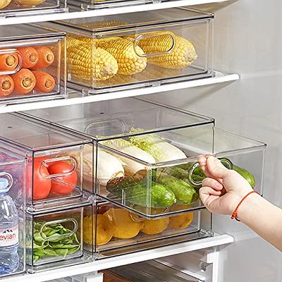 MineSign 4Pack Stackable Fridge Drawers Pull-out Storage Bins with Handle  Clear Food Container for Refrigerator Plastic Dresser Organizer  Fruit&Veggie Keeper for Freezer Cabinet Kitchen Organization - Yahoo  Shopping