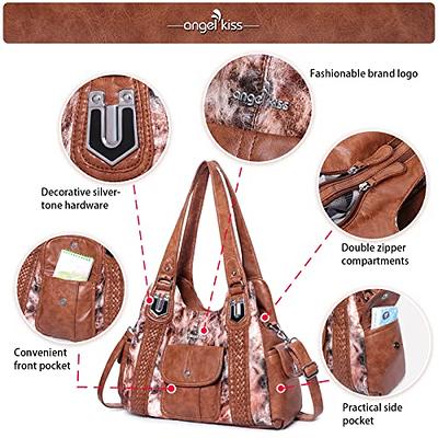 Angelkiss Purses and Handbags for Women Washed Vegan Leather