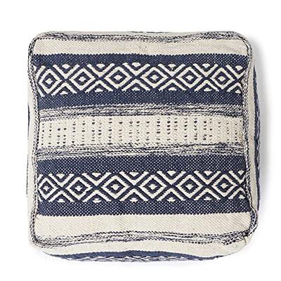 Unstuffed Pouf Ottoman Cover - REDEARTH Textured Boho Storage Cube Bean Bag Poof Pouffe Farmhouse Accent Chair Seat Footrest for Living Room, Bedroom