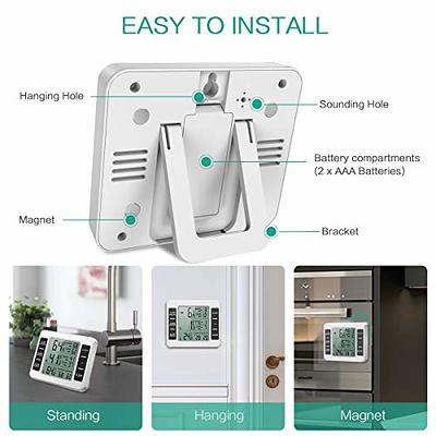 KeeKit Refrigerator Thermometer, Indoor Outdoor Thermometer with 2 Sensors,  Wireless Digital Freezer Thermometer with Audible Alarm Temperature Gauge