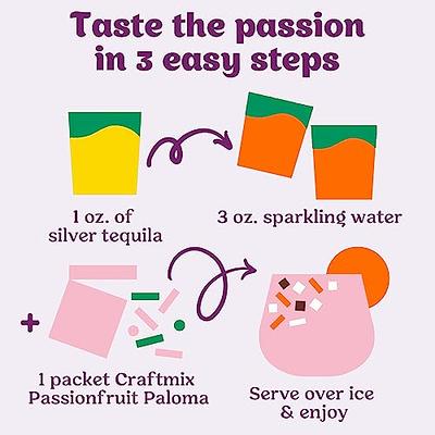 Craftmix Passionfruit Paloma, Makes 12 Drinks, Tequila Cocktail Mixers,  Instant Skinny Cocktail and Mocktail Mix - With Real Fruit - Vegan Low  Carb