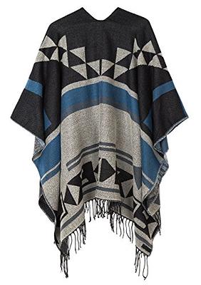 Urban CoCo Women's Printed Tassel Open Front Poncho Cape Cardigan Wrap  Shawl