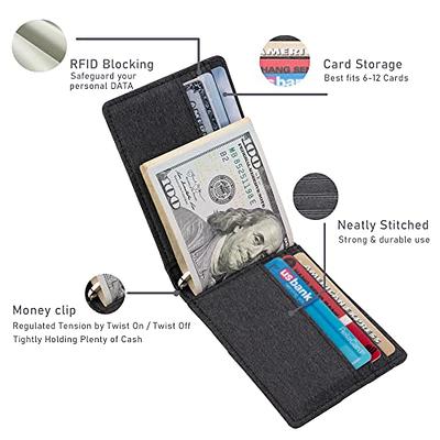 Jungler Rfid Blocking Minimalist Genuine Leather Money Clip Wallet Slim Front Pocket Wallet Credit Card Holder With Id Window 6 Card Holder