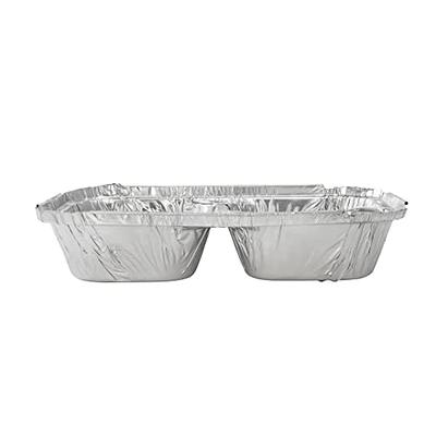 Restaurantware Foil Lux 23 Ounce Aluminum Food Containers, 100 Rectangle Aluminum Pans - Lids Sold Separately, 3 Compartments, Silver Aluminum Foil