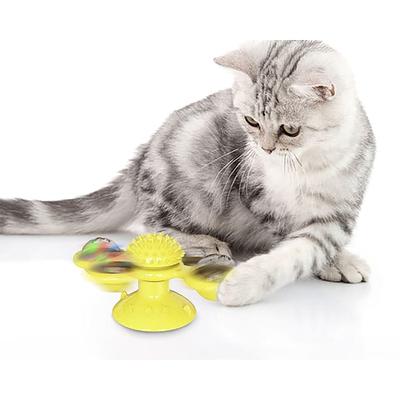 Pet Life Yellow 'Windmill' Rotating Suction Cup Spinning Cat Toy