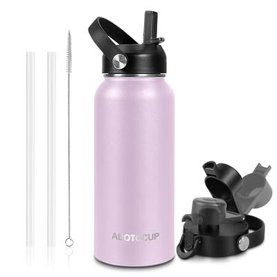 JoyJolt Vacuum Insulated Water Bottle with Flip Lid & Sport Straw Lid - 32 oz Large Hot/Cold Vacuum Insulated Stainless Steel Bottle