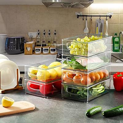 GOLIYEAN Refrigerator Organizer Bins with Lid, 8 Pack Plastic Organizer  Bins for Freezer, Kitchen, Cabinets - Clear Pantry Organization and Storage