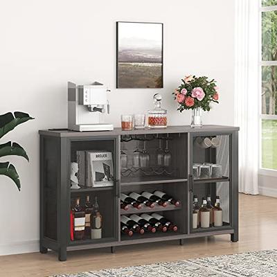 Bar Unit, 3-Tier Bar Table Liquor Cabinet with Stemware Rack and Metal  Footrest Wine Rack - N/A - Yahoo Shopping