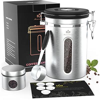 Coffee Canister Airtight Coffee Container - Stainless Steel Coffee Storage  for Beans, Grounds, Tea, Sugar - Coffee Containers with Date Tracker