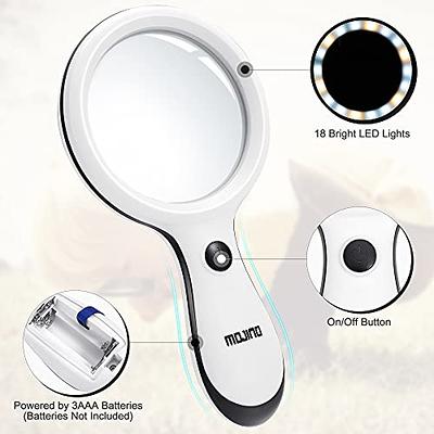 Lighted Magnifying Glass 30X Handheld Large Reading Magnifying Glasses with  18 LED Illuminated Light for Seniors Reading, Repair