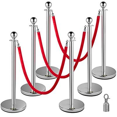 VEVOR Velvet Ropes and Posts, 5 ft/1.5 m Red Rope, Stainless Steel