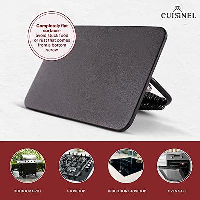 Cuisinel Cast Iron Scrubber Cleaning Brush + Pan/Grill Scraper - Skillet and Grill Cleaner Kit - Soft-Touch Confident-Grip Dish Scrub Tool - Tough