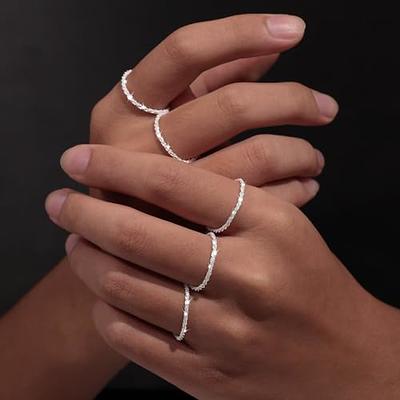 Picuzzy Stackable Y2K 925 Sterling Silver Rings Set for Women Stacking Cute  Dainty Silver Size 8