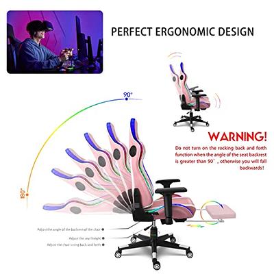 Pink Gaming Chair with Foot Rest - Gamer Chairs for Adults