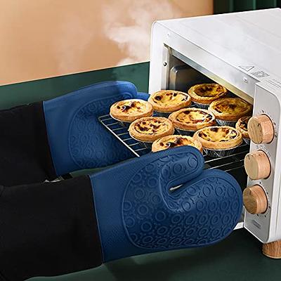 Heat Resistant Silicone Oven Mitts with Cotton Lining - Non-Slip, Flexible, and Durable Kitchen Gloves for Cooking, Baking, Grilling, and Microwaving