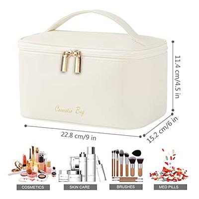 ALEXTINA Large Capacity Travel Cosmetic Bag - Portable Makeup Bags for  Women Waterproof PU Leather Checkered Makeup Organizer Bag with Dividers  and
