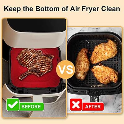 2 PCS Square Silicone Air Fryer Liners - 8 Inch Reusable Air Fryer Pot - Air  Fryer Accessories - Air Fryer Inserts for 4 to 7 QT for Oven Microwave  Accessories (Grey+Green) 