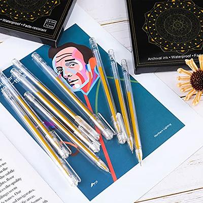 Qionew Gold Gel Pens, 3 Pack, 1mm Extra Fine Point Pens Gel Ink Pens Opaque White Archival Ink Pens for Black Paper Drawing, Sketching, Illustration
