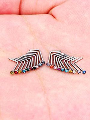 20 Pieces Nose Ring l Shaped Curved Nose Studs 20 Gauge Stainless