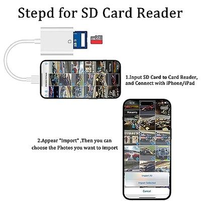 2 in 1 Lightning to SD Card Reader for iPhone, [Apple MFi Certified] Dual  Slot Micro SD TF Trail Game Camera Memory Card Reader Adapter, Quickly