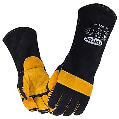 Leather Welding Gloves Heat Fire Resistant Grill Work Glove BBQ Oven  Blacksmith