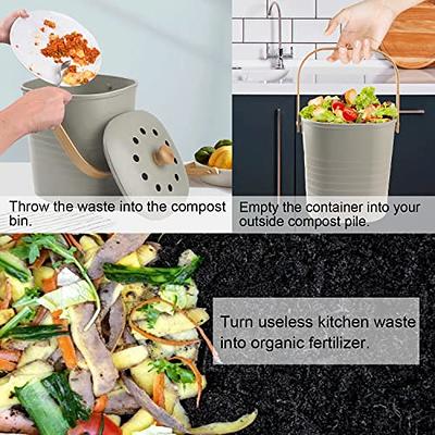 Grey Bamboo Fiber Kitchen Compost Bin