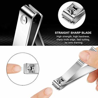 BEZOX Angled Head Nail Clippers for Seniors - Ergonomic Toenail Clipper for  Thick Nails, Nail Cutters with Catcher - Silver