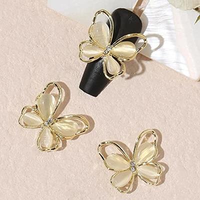 10Pcs 3D Cat Eye Butterfly Nail Charms, Alloy Butterfly Nail Art Charms  Opal Nail Gems Silver Nail Charm Nail Rhinestones Butterfly Charms For  Nails M