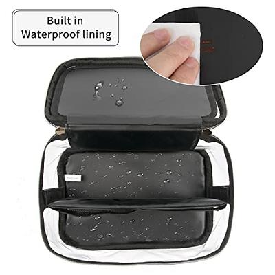 OCHEAL Small Makeup Bag,Portable Cute Travel Makeup Bag Pouch for Women  Girls Makeup Brush Organizer Cosmetics Bags with Compartment-Black