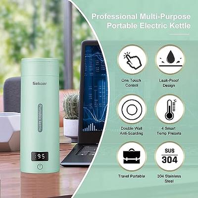 Travel Electric Kettle Portable Small Mini Tea Coffee Kettle Water Boiler,  Water Heater with 4 Temperature Control,304 Stainless Steel with Auto