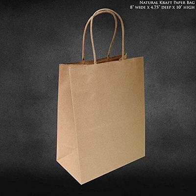 Qutuus Black Paper Bags with Handles - 100 Pcs 8x4.5x10 Inches Bulk Gift Bags Shopping Bags Party Bags Favor Bags Business Bags Kraft Paper Bags