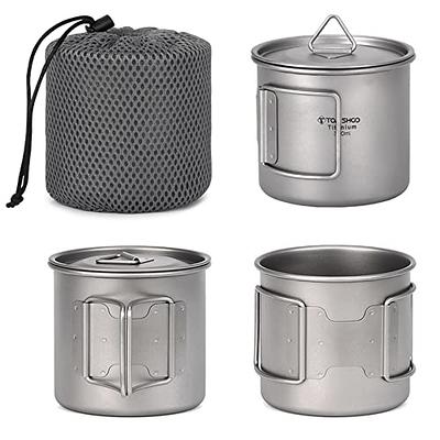 TOMSHOO Camping Titanium Pot Outdoor Titanium Mug with Lid Camping